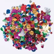 PlayBox: Pisane bleščice v različnih barvah, velikostih in oblikah, pakiranje 250g.