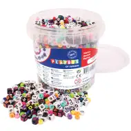 PlayBox: Pisane perlice s črkami in številkami, ki jih je mogoče nanizati, komplet 2000 kosov