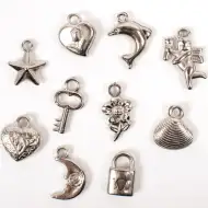 PlayBox: Plastični obeski srebrne barve za nizanje, paket 200 kosov