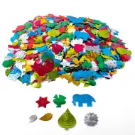 PlayBox: Velike barvite bleščice v različnih barvah, velikostih in oblikah od 1,5 cm do 4 cm, paket 100 g.