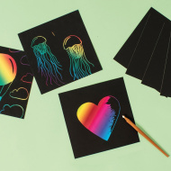 PlayBox: črn voščen praskalni papir 15 x 15 cm, komplet 10 kosov