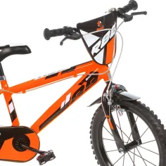 R88 16” otroško kolo s držalom za bidon in pomožnimi kolesi v oranžno-črni barvi – kolo Dino Bikes slika 3
