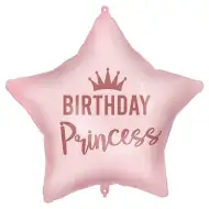 Rojstnodarski folija balon – z napisom „Birthday Princess”, v obliki zvezde, roza, 46 cm