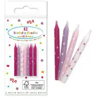 Roza rojstnodnevne sveče 12 kos