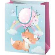 Simpatična lisica na nebu vzorčasta velika ekskluzivna darilna vrečka 27x14x33cm