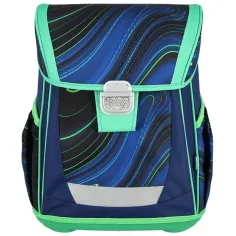 Spirit: Blue Stripes modra-zelene črte na črni podlagi šolska torba, nahrbtnik 4-delni set 41x20x32cm slika 2