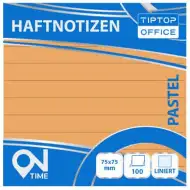 Spirit: Črtast lepljiv beležnični blok pastelno oranžne barve, 100 listov, 75x75mm