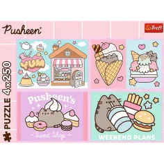 Spoznajte muco Pusheen - 4 x 250-delne sestavljanke - Trefl slika 2