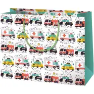 Srednja darilna vrečka z vzorcem reševalcev, policistov in gasilcev 23x10x17,8 cm