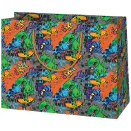 Srednje velika darilna vrečka z rolkajočim T-Rexom 18x10x23cm