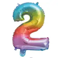 Številni folija baloni v kovinski mavrični barvi – številka 2, 34 cm