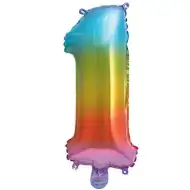 Številni folija baloni v kovinskih mavričnih barvah – številka 1, 34 cm
