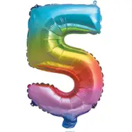Številni folija baloni v kovinskih mavričnih barvah – številka 5, 34 cm