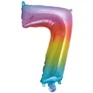 Številni folija baloni v kovinskih mavričnih barvah – številka 7, 34 cm