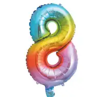 Številni folija baloni v kovinskih mavričnih barvah – številka 8, 34 cm