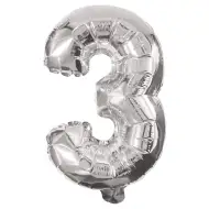 Številni folija baloni v srebrni barvi – številka 3, 86 cm
