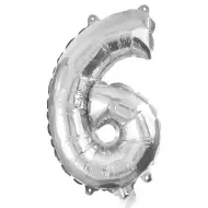 Številni folija baloni v srebrni barvi – številka 6, 32 cm