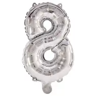 Številni folija baloni v srebrni barvi – številka 8, 86 cm