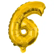 Številni folija baloni v zlati barvi – številka 6, 32 cm