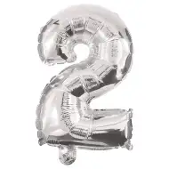 Številni folijski baloni v srebrni barvi – številka 2, 86 cm