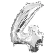 Številni folijski baloni v srebrni barvi – številka 4, 32 cm