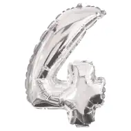 Številni folijski baloni v srebrni barvi – številka 4, 86 cm