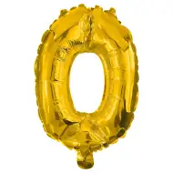 Številni folijski baloni v zlati barvi – številka 0, 32 cm