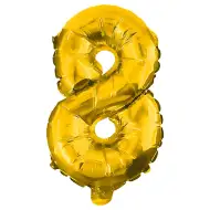 Številni folijski baloni v zlati barvi – številka 8, 32 cm