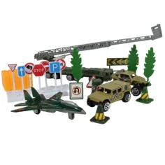 Super Army: Vojenská hračkárska sada s kovovými vozidlami a lietadlom s pružinovým mechanizmom v dvoch variantách slika 2