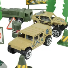 Super Army: Vojenská hračkárska sada s kovovými vozidlami a lietadlom s pružinovým mechanizmom v dvoch variantách slika 3