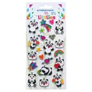 The Littlies: Panda medvedki 3D puhasti nalepke, komplet 10x22 cm