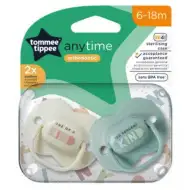 Tommee Tippee: AnyTime 2-delni komplet dud za otroke z zobnim aparatom (6–18 mesecev)