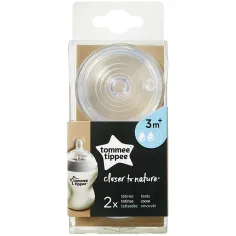 Tommee Tippee: Closer to Nature dude za stekleničko s srednjim pretokom, 2 kosa (od 3 mesecev naprej)