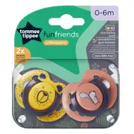 Tommee Tippee: FunFriends ortodontski set dveh dud v različnih izvedbah (0–6 mesecev)