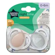 Tommee Tippee: Nočni komplet 2 kosov ortodontskih fluorescenčnih dud v več različicah (0–6 mesecev)