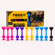 Tossit Family Pack – roza, lila, modra, rumena družabna igra darts s sesalnimi blazinicami