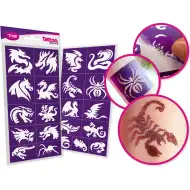 TyToo: Komplet šablonov za bleščeče tetovaže zmaji in kuščarji, 21 kosov