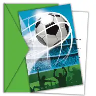 Vabilo za nogometno zabavo z motivom veselja ob golu s kuvertami, komplet 6 kosov