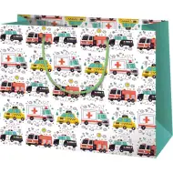 Velika darilna vrečka z motivom reševalcev, policistov in gasilcev 33x26,7x13,7 cm