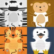 Vesel komplet papirnatih prtičkov z živalskimi motivi – 2-slojni, 33x33 cm, 20 kosov