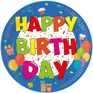 Vesele rojstnodnevne "Happy Birthday" krožnike, komplet 8 kosov