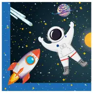 Vesoljska pustolovščina 2-slojni papirnati prtički z vzorcem zvezd in planetov, paket 20 kosov.