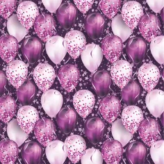 Vijolično-beli darilni papir z motivom balonov 100x70 cm