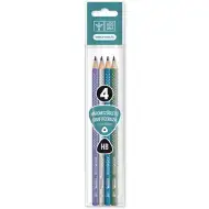 Ars Una: 4-delni paket trikotnih grafitnih svinčnikov HB s srebrnimi pikami