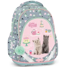Ars Una: Cute Animals Tea Party – anatomski šolski nahrbtnik z motivom mačk, 33×43×22 cm