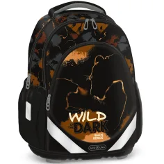 Ars Una: Wild in the dark anatomska šolska torba, nahrbtnik z motivom leva 33×42×21 cm