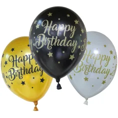 Balon za rojstni dan "Happy Birthday" z napisom 6 kosov