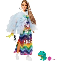 Barbie: Ekstravagantna lutka v mavrični obleki - Mattel slika 2