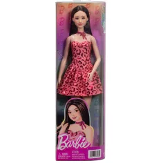 Barbie: Fashionista Prijateljice modna punčka s temnimi lasmi v obleki z leopardjim vzorcem – Mattel
