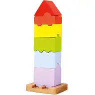 Barvni leseni 7-delni gradbeni komplet Stolpnica